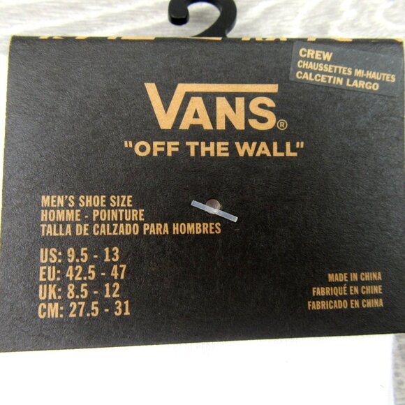 Vans Unisex Retro White Green Striped Crew Socks Mens Size 9.5 -13 (1 Pair) NEW - Picture 3 of 10